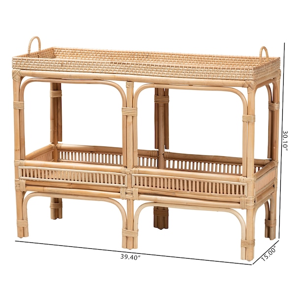 Baxton Studio Lombok Modern Bohemian Natural Brown Rattan Console Table - 226-13122-ZORO