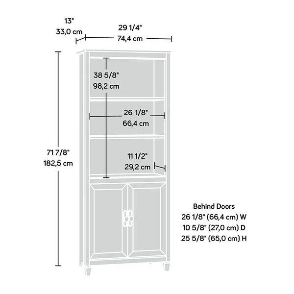 Sauder Edge Water Library With Doors Esb , Three adjustable shelves for flexible storage options - 409046