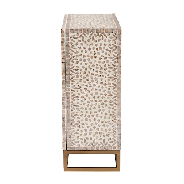 Baxton Studio Ercilia Modern Bohemian White and Rustic Brown Mother of Pearl Storage Cabinet - 240-13470-ZORO