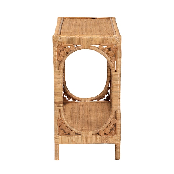 Bali & Pari Ramona Modern Bohemian Light Honey Rattan Console Table - 238-13395-ZORO