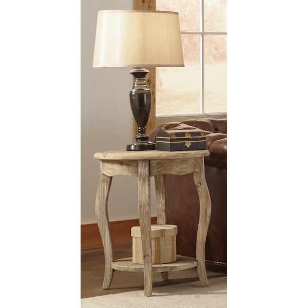 Alaterre Furniture Rustic - Reclaimed Round End Table, Driftwood - ARSA1525