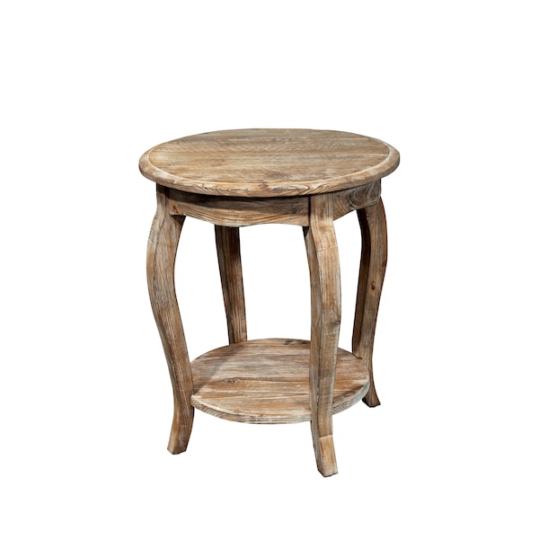 Alaterre Furniture Rustic - Reclaimed Round End Table, Driftwood - ARSA1525