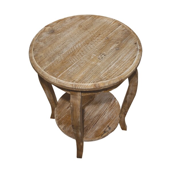 Alaterre Furniture Rustic - Reclaimed Round End Table, Driftwood - ARSA1525