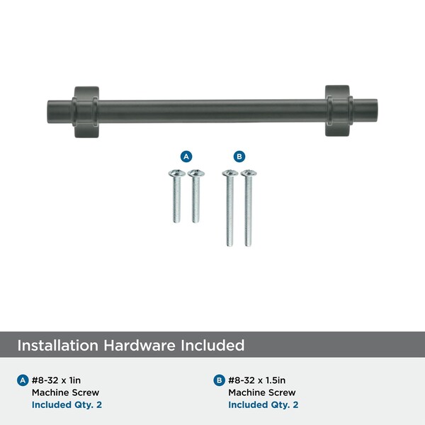 Amerock Davenport 5-1/16 in 128 mm Center-to-Center Matte Black Cabinet Pull - BP36606MB