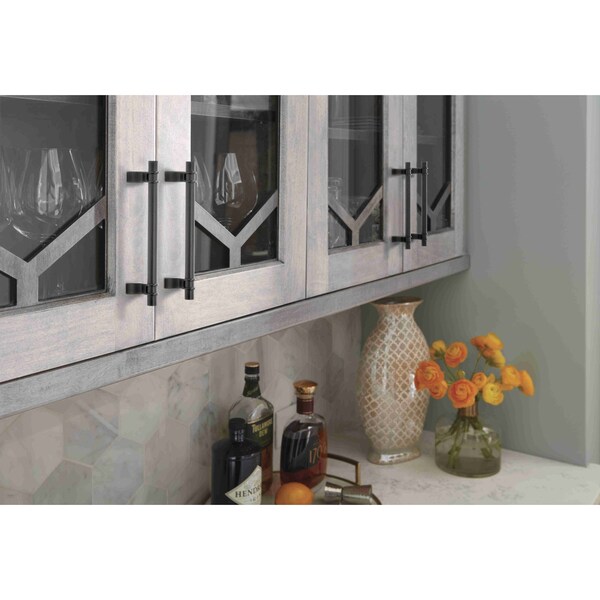 Amerock Davenport 5-1/16 in 128 mm Center-to-Center Matte Black Cabinet Pull - BP36606MB