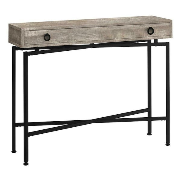 Daphnes Dinnette 42 in. Taupe Reclaimed Wood & Black Console Accent Table - DA3067071