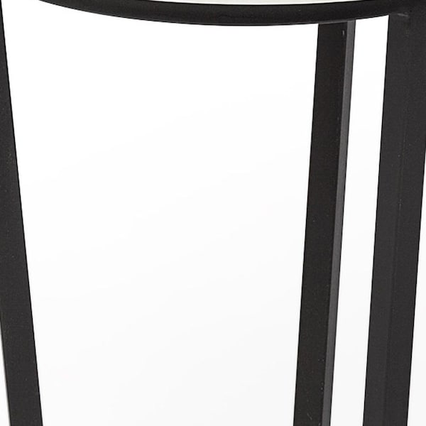 Homeroots 15 in. Round Marble Top Accent Table with Metal Frame, White & Black - 380683