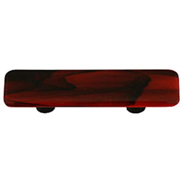Palacedesigns Black Swirl Brick Red Rectangle Glass Cabinet Pull - Aluminum Post - PA966875