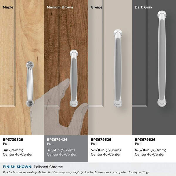 Amerock Renown 3-3/4 in 96 mm Center-to-Center Polished Chrome Cabinet Pull - BP3679426