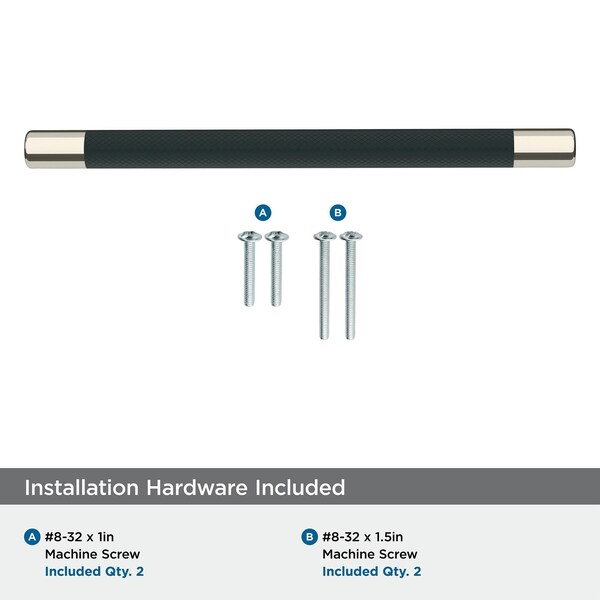 Amerock Esquire 8 in 203 mm Center-to-Center Polished Nickel/Black Bronze Cabinet Pull - BP36562PNBBR