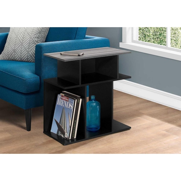 Gfancy Fixtures 24 in. Black & Grey Top Accent Table - GF3713431