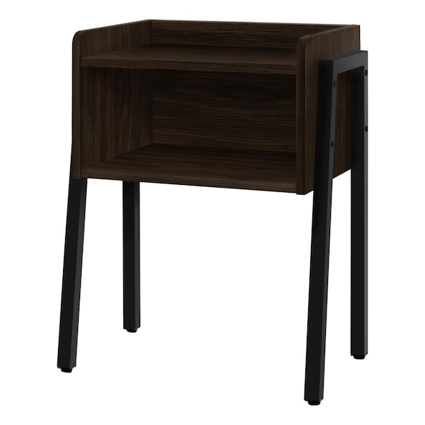 Daphnes Dinnette 23 in. Espresso & Black Metal Accent Table - DA3072158
