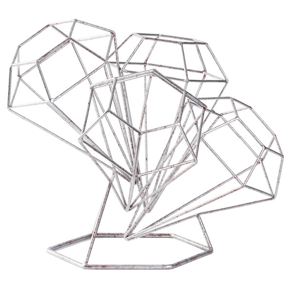 Vintiquewise Vintage Decorative Metal Diamond Shaped Tabletop Countertop Wine 4 Bottle Holder - QI003564