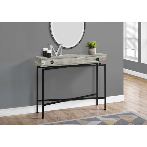 Gfancy Fixtures 32.5 in. Grey Reclaimed Wood Particle Board Accent Table with Black Legs - GF3652776