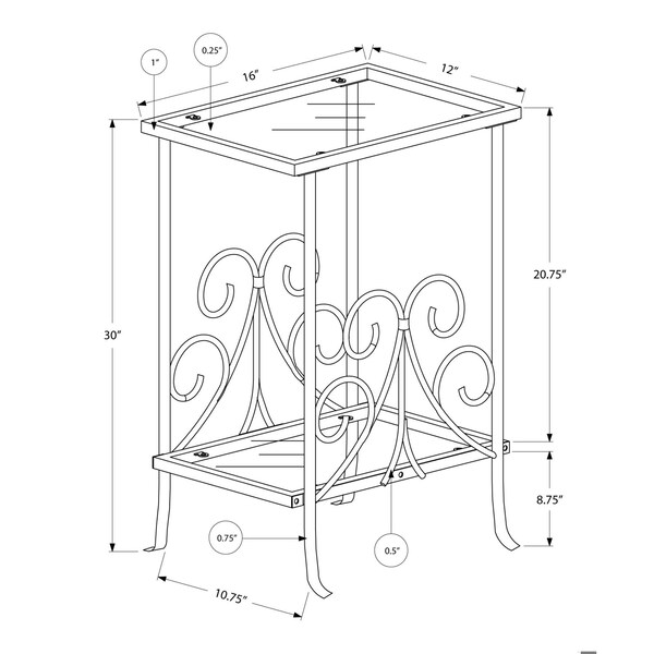 Homeroots 30 in. Silver Metal & Clear Tempered Glass Accent Table - 333059