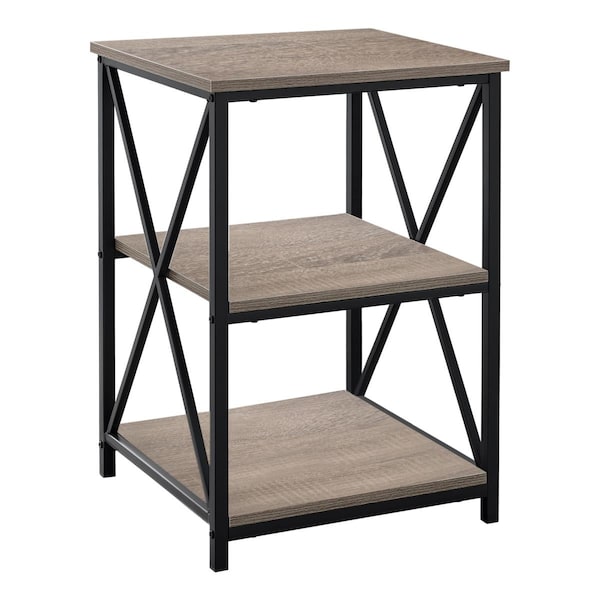 Daphnes Dinnette 26 in. Dark Taupe & Black Metal Accent Table - DA3072159