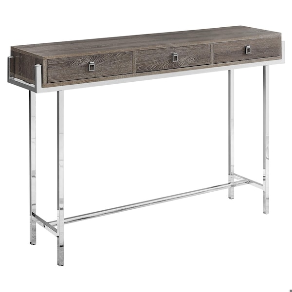 Homeroots 31.75 in. Dark Taupe Particle Board & Chrome Metal Accent Table - 333156