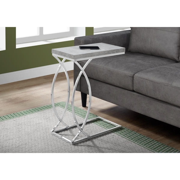 Gfancy Fixtures 25 in. Grey Cement MDF & Chrome Metal Accent Table - GF3093878