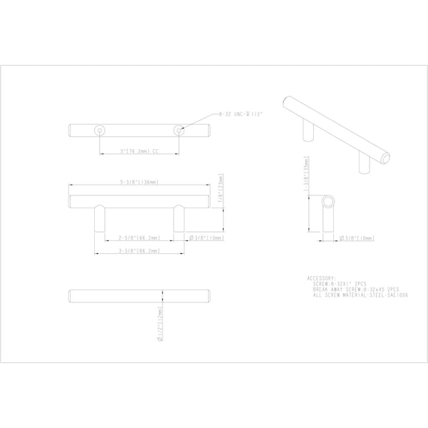 Elements By Hardware Resources 3" Center-to-Center Brushed Gold Naples Cabinet Bar Pull - 136BG