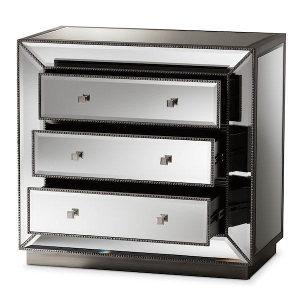 Baxton Studio Edeline Hollywood Regency Glamour Style Mirrored 3-Drawer Chest - 136-7485