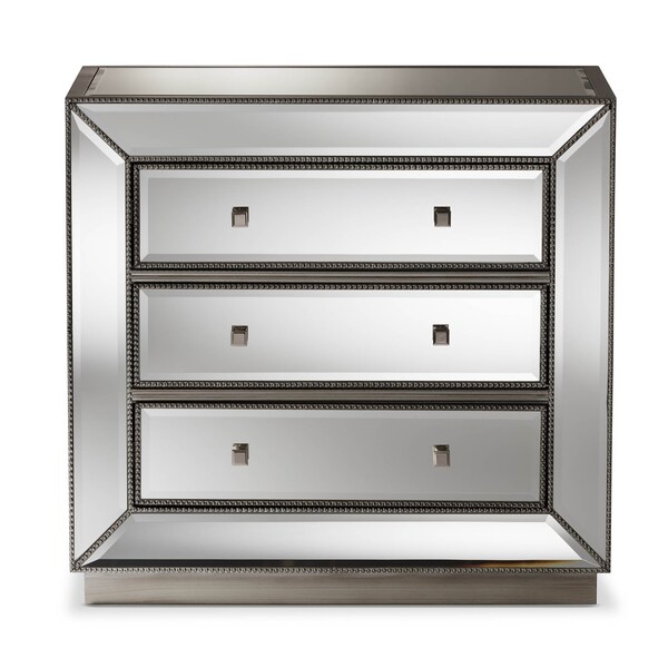 Baxton Studio Edeline Hollywood Regency Glamour Style Mirrored 3-Drawer Chest - 136-7485
