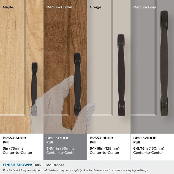 Amerock Highland Ridge 3-3/4 in 96 mm Center-to-Center Dark-Oiled Bronze Cabinet Pull - BP55317DOB