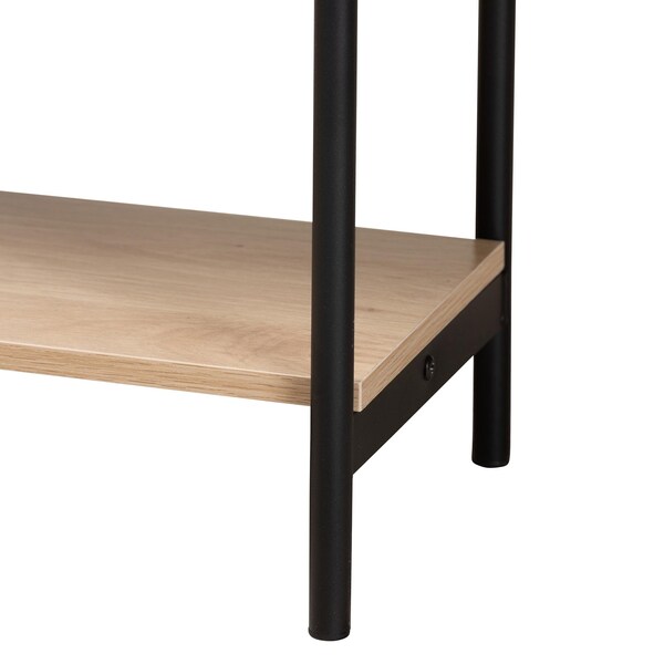 Baxton Studio Sherwin Mid-Century Modern Light Brown  and Black 2-Drawer Console Table with Woven Rattan Accent - 233-13221-ZORO