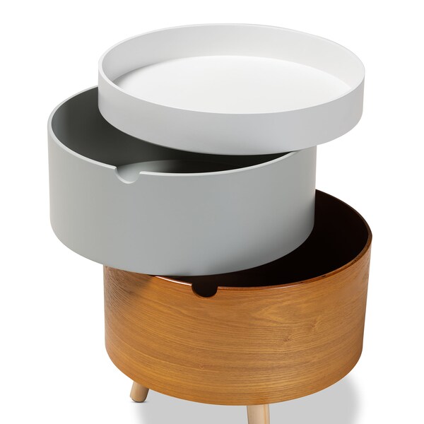 Baxton Studio Elison Mid-Century Multi Color 3-Tier Wood Nightstand - 154-9035