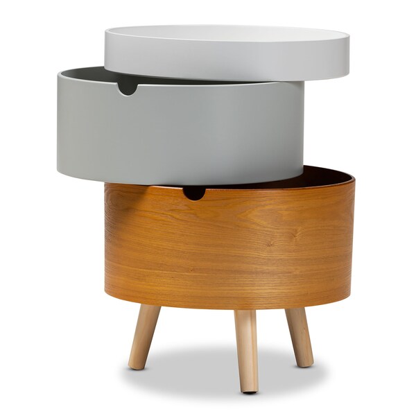 Baxton Studio Elison Mid-Century Multi Color 3-Tier Wood Nightstand - 154-9035