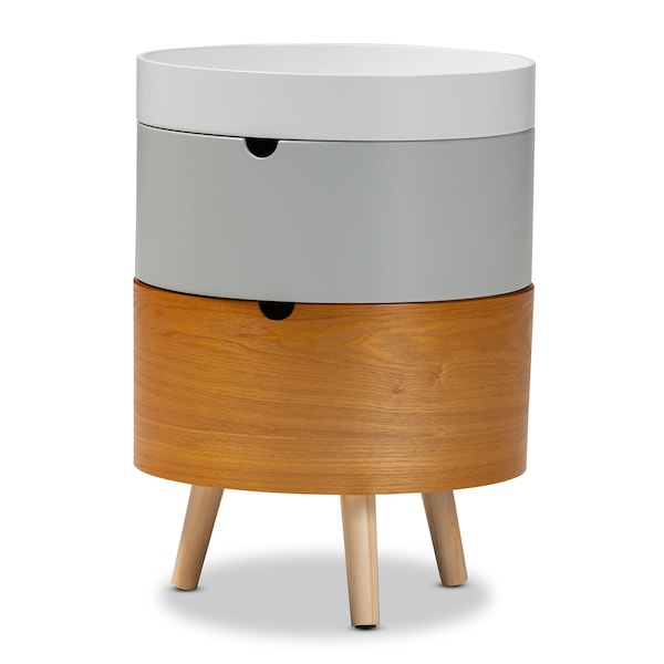 Baxton Studio Elison Mid-Century Multi Color 3-Tier Wood Nightstand - 154-9035