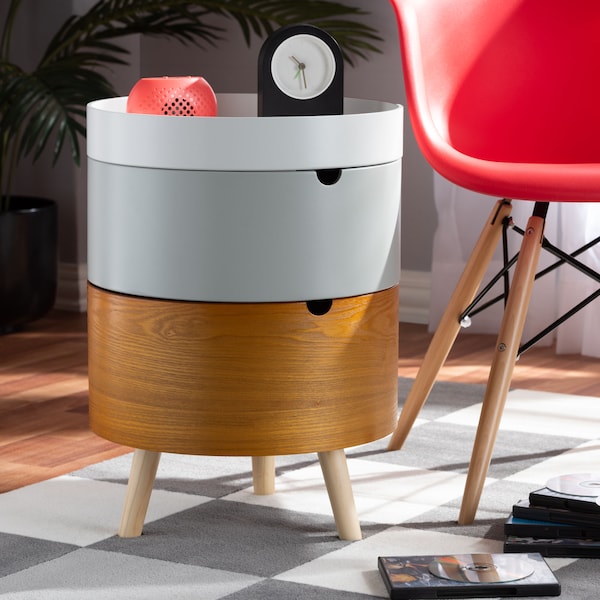 Baxton Studio Elison Mid-Century Multi Color 3-Tier Wood Nightstand - 154-9035