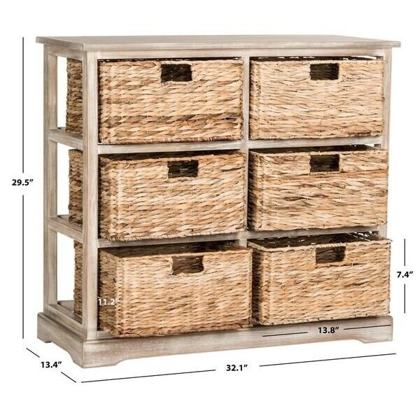 Safavieh Keenan 6 Basket Storage Chest- Vintage White - 29.5 x 13.4 x 32.1 in. - AMH5740E