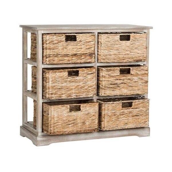 Safavieh Keenan 6 Basket Storage Chest- Vintage White - 29.5 x 13.4 x 32.1 in. - AMH5740E