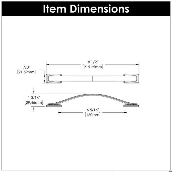 Hickory Hardware Dover Collection Pull 6-5/16 Inch 160mm Center to Center Satin Nickel Finish - H078773SN