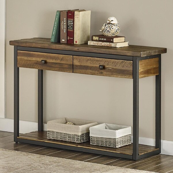 Kd Cama De Bebe 43 in. Claremont Rustic Wood Console Table with Two Drawers & Low Shelf - KD3860102