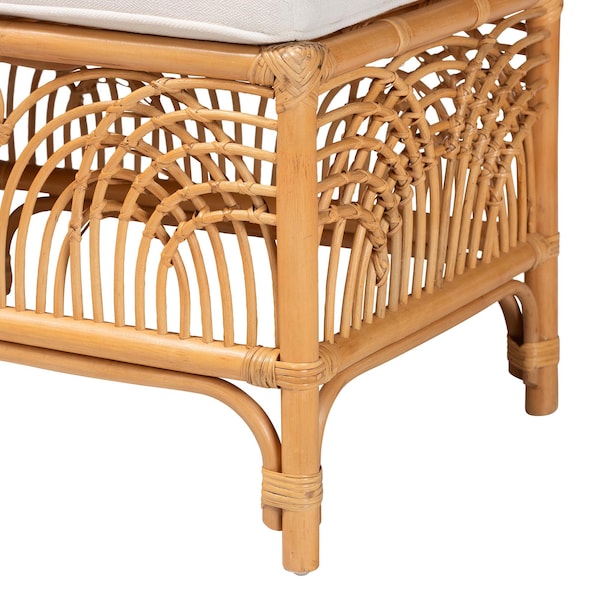 Bali & Pari Materra Modern bohemian Natural Brown Rattan Bench - 239-13579-ZORO