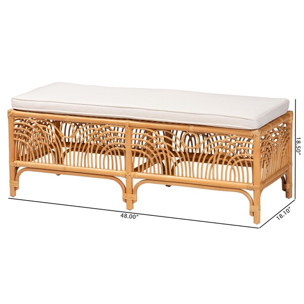 Bali & Pari Materra Modern bohemian Natural Brown Rattan Bench - 239-13579-ZORO