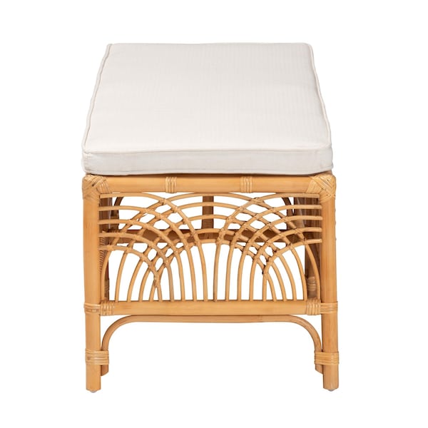 Bali & Pari Materra Modern bohemian Natural Brown Rattan Bench - 239-13579-ZORO