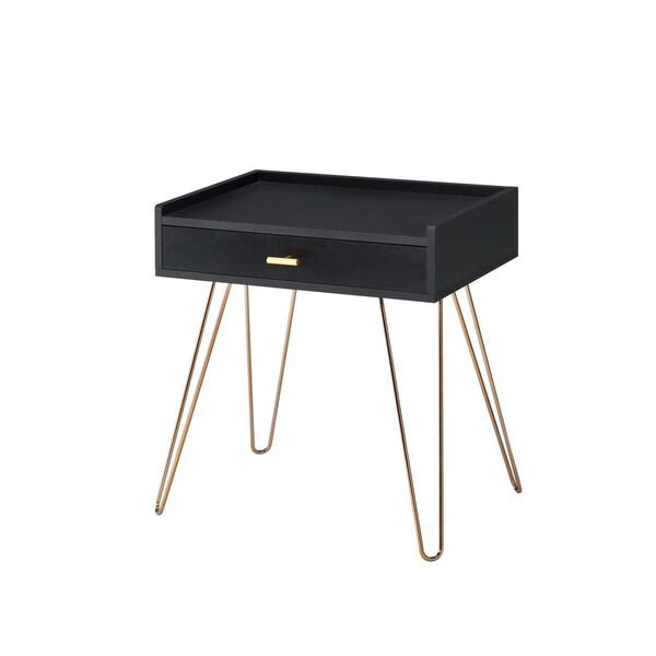 Convenience Concepts 23.5 in. Black Allen Mid-Century Accent Table with Copper Hairpin Legs - HI2629579
