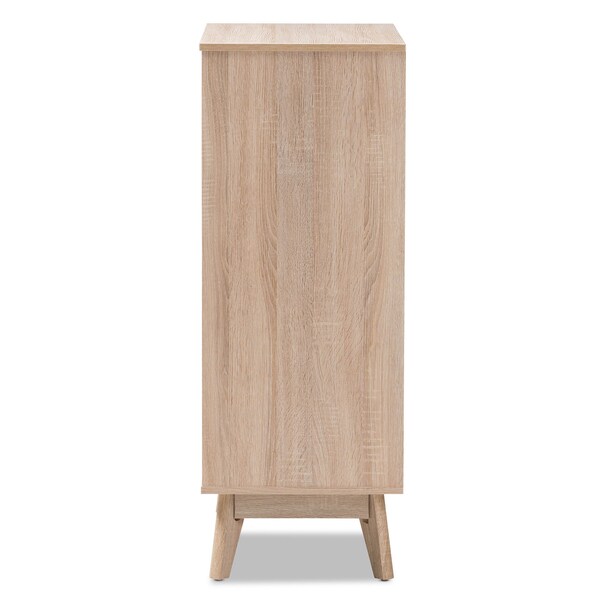 Baxton Studio Fella Mid-Century Modern Two-Tone Oak and Grey Wood 5-Drawer Chest - 138-7703