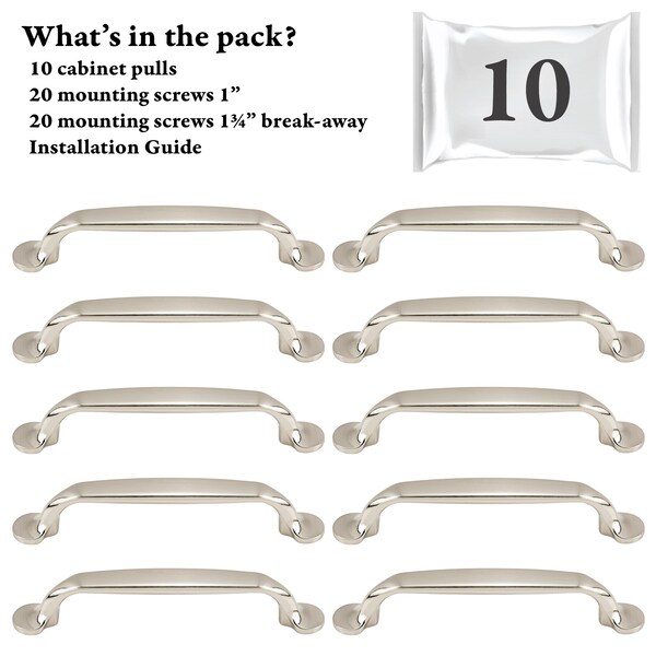 Designperfect 3 3/4'' Center-to-Center Bar Pull, 10PK - DPA10S713SNB
