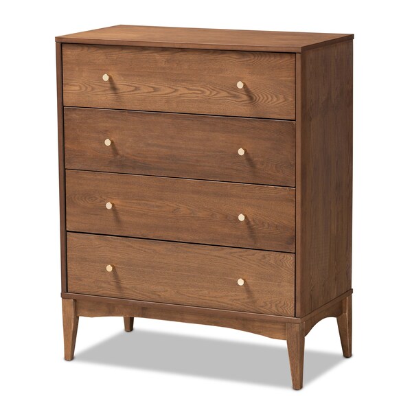 Baxton Studio Landis Mid-Century Ash Walnut Finished Wood 4-Drawer Chest - 193-11302-ZORO