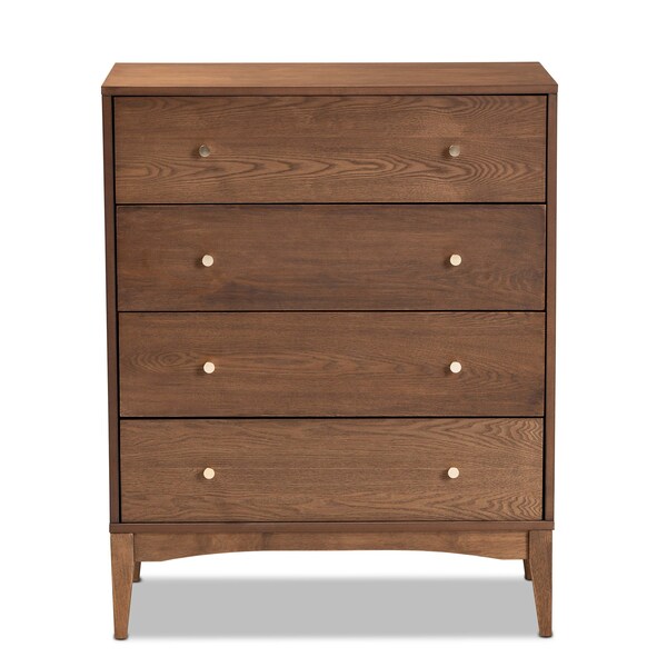 Baxton Studio Landis Mid-Century Ash Walnut Finished Wood 4-Drawer Chest - 193-11302-ZORO