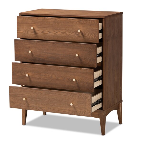 Baxton Studio Landis Mid-Century Ash Walnut Finished Wood 4-Drawer Chest - 193-11302-ZORO