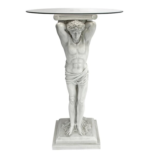 Design Toscano Hermitage Atlantes Glass-Topped Pedestal Table - KY4124