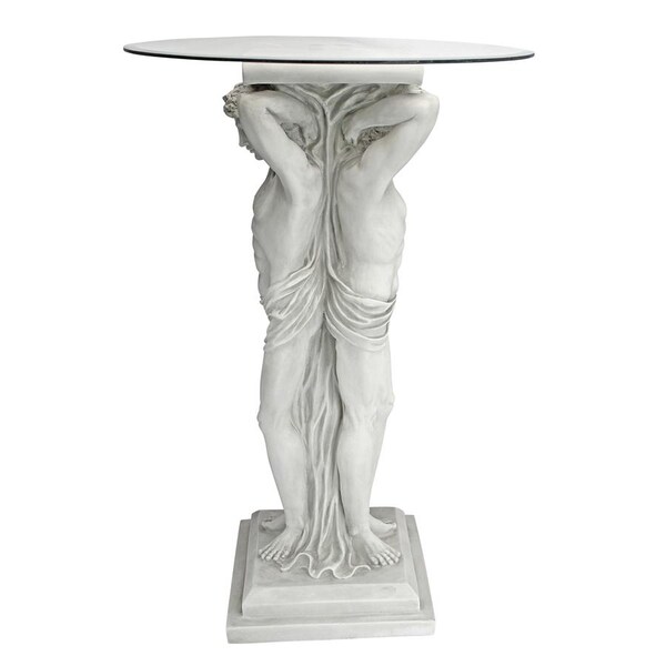 Design Toscano Hermitage Atlantes Glass-Topped Pedestal Table - KY4124