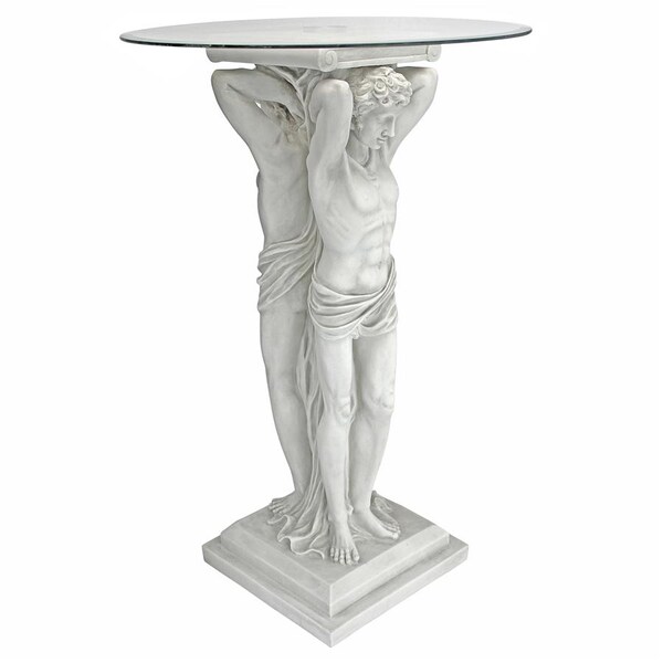 Design Toscano Hermitage Atlantes Glass-Topped Pedestal Table - KY4124