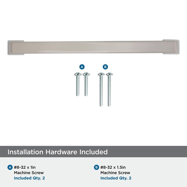 Amerock Pull Handle, 1-1/4" Proj., Zinc, Satin Nickel, Threaded Holes - BP55278G10