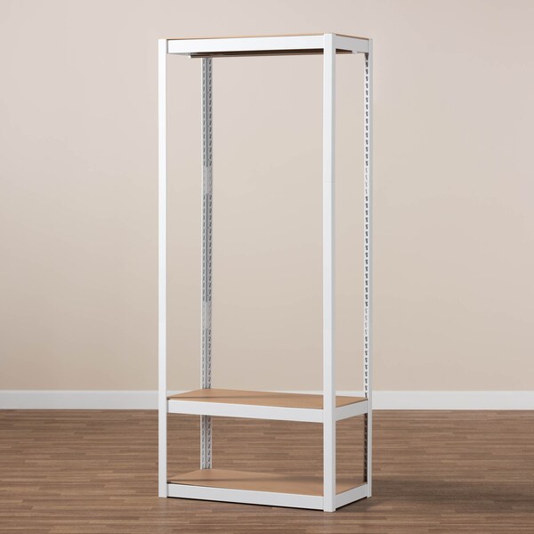 Baxton Studio Elton White Finished Metal 3-Shelf Free-Standing Closet Organizer - 172-10789