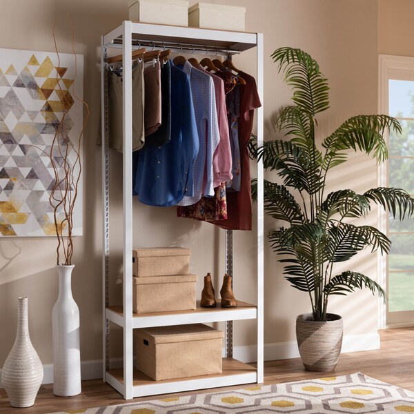 Baxton Studio Elton White Finished Metal 3-Shelf Free-Standing Closet Organizer - 172-10789